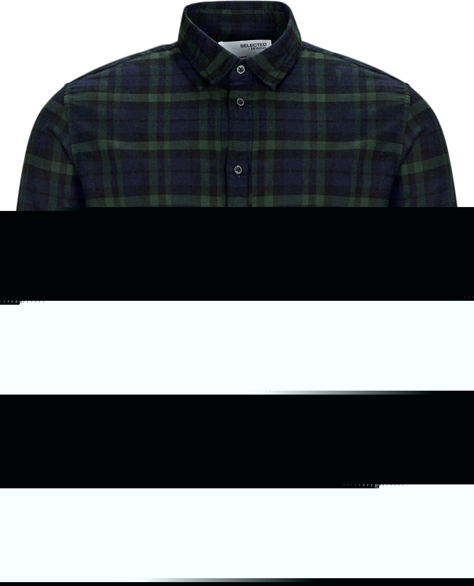 SELECTED HOMME geruit flanellen slim fit overhemd SLHSLIMOWEN donkerblauw