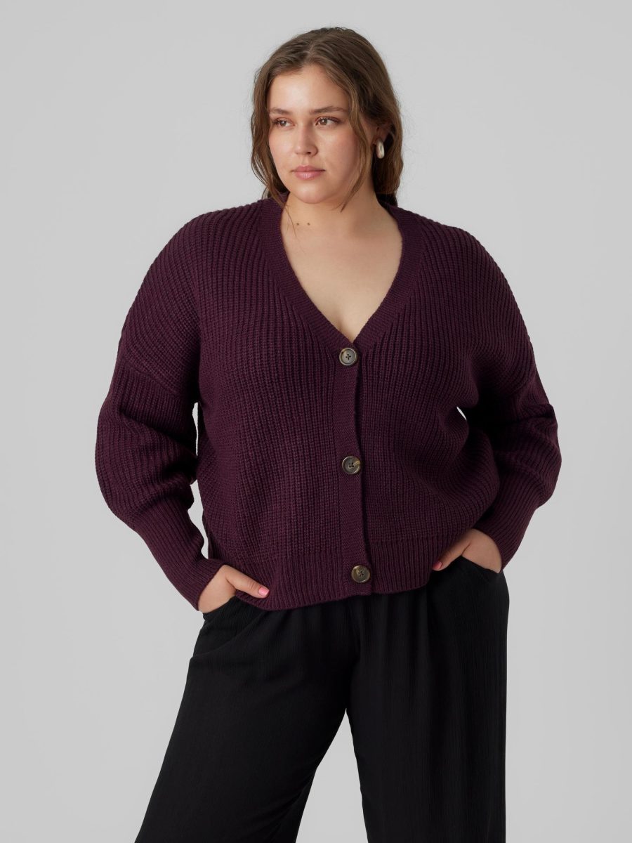 VERO MODA CURVE gebreid vest VMLEA paars