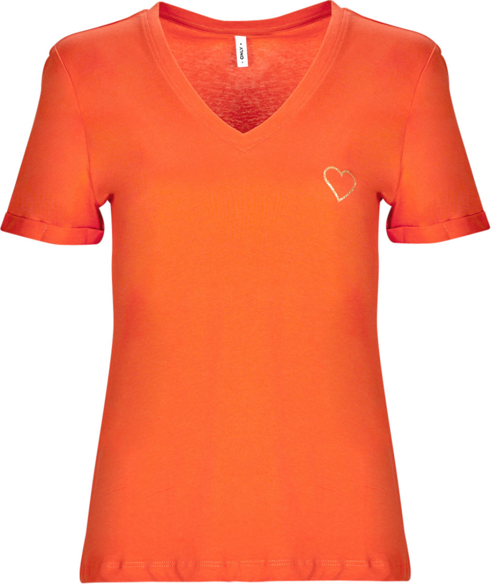 T-shirt Korte Mouw Only  ONLKITA S/S V-NECK HEART TOP BOX CS JRS