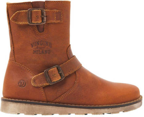 Vingino Travis leren enkelboots cognac