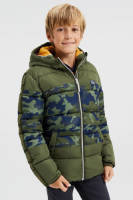 WE Fashion gewatteerde winterjas met camouflageprint groen