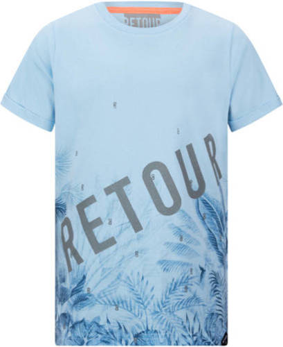 Retour Denim T-shirt Joah met printopdruk lichtblauw