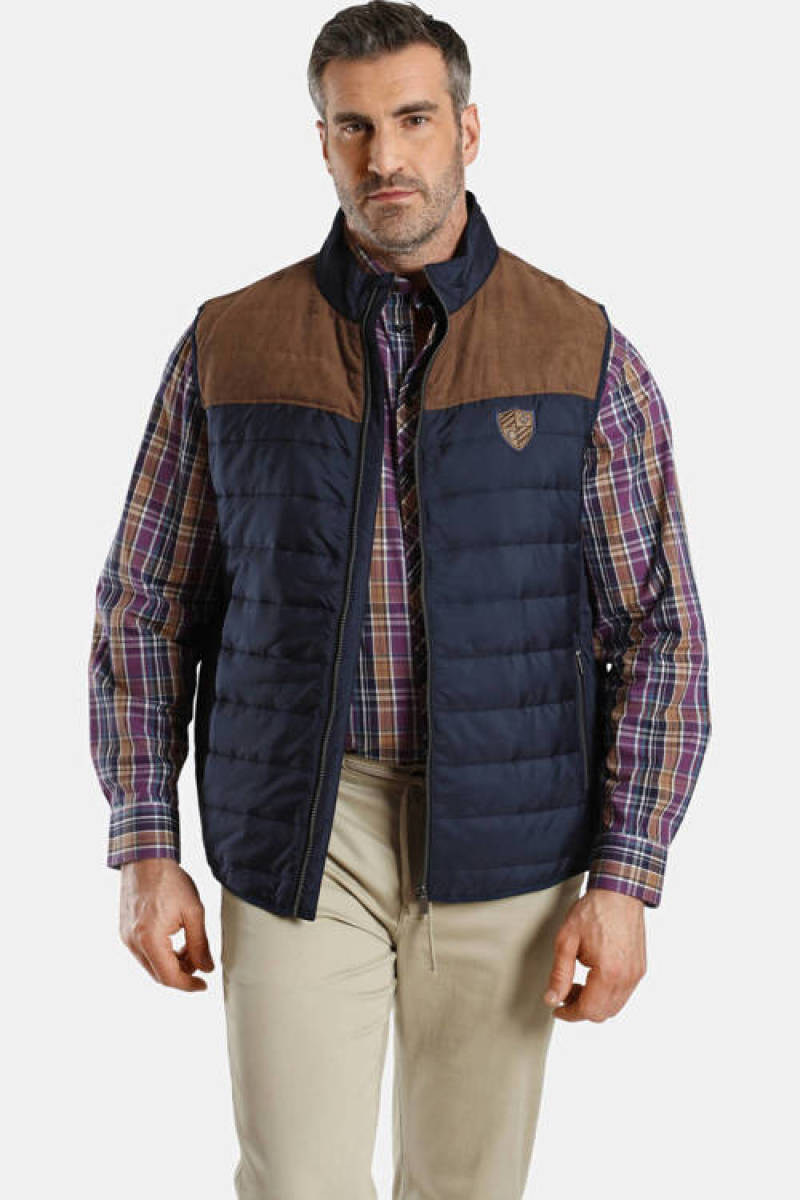 Charles Colby bodywarmer SIR ERNES Plus Size donkerblauw/bruin