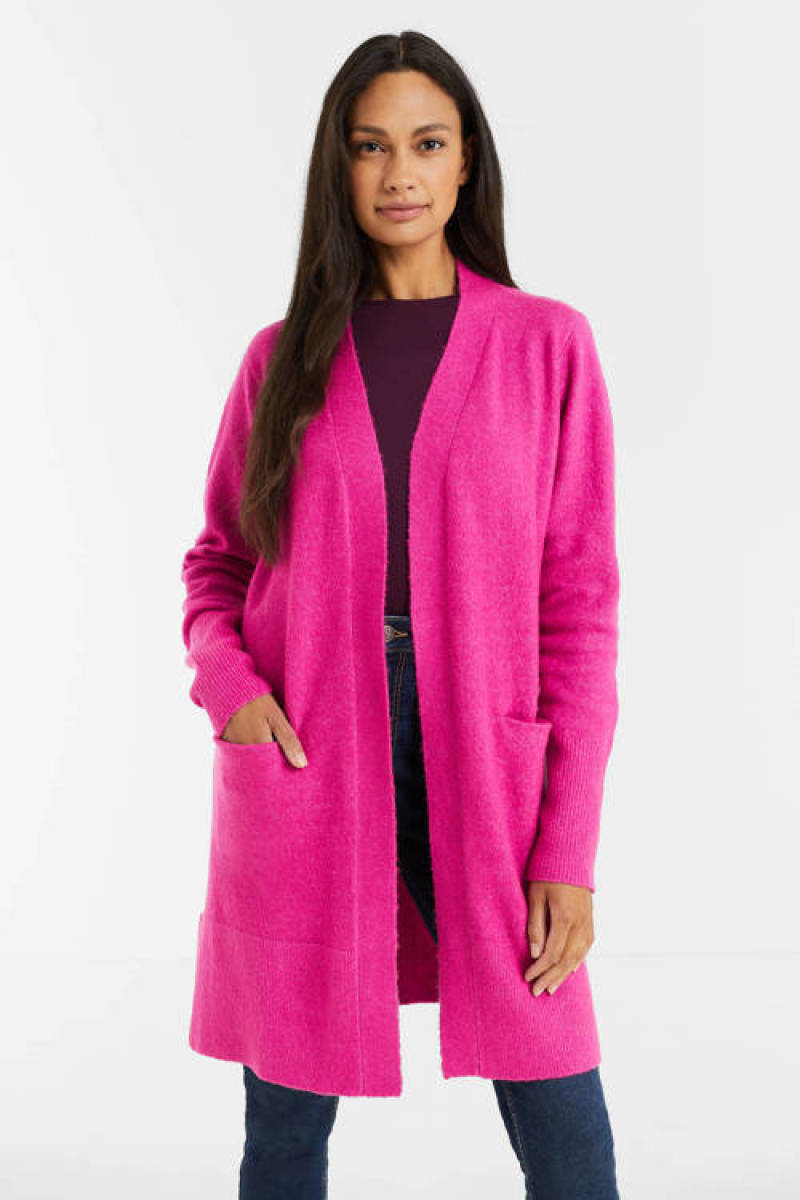Imagine lang gebreid vest roze