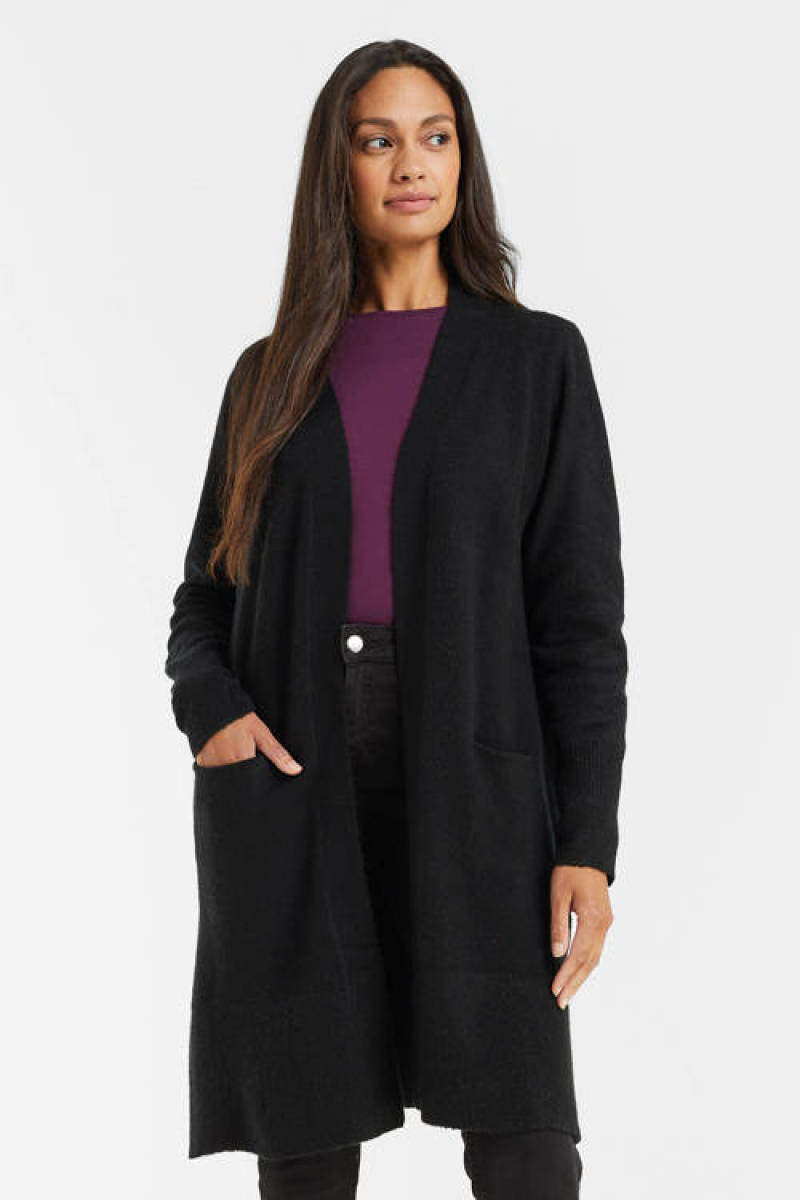Imagine lang gebreid vest zwart