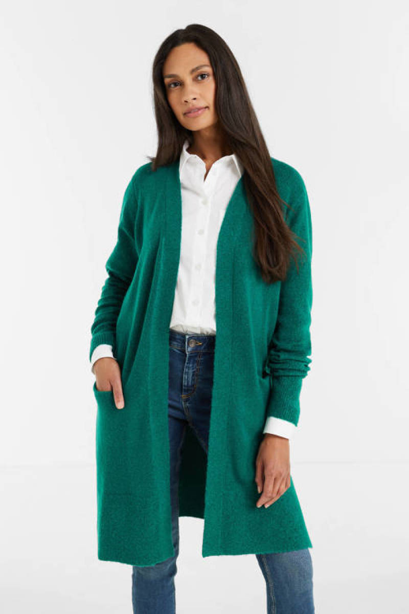 Imagine lang gebreid vest groen