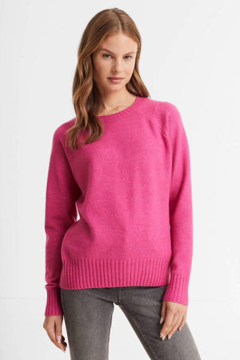 anytime trui met ronde hals pink