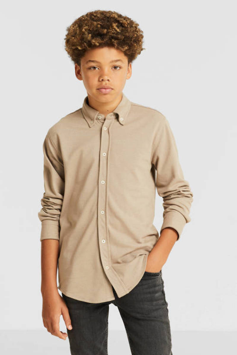 anytime jersey overhemd beige