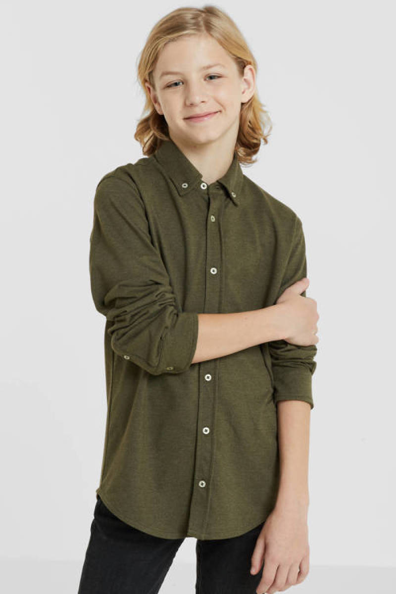 anytime jersey overhemd khaki