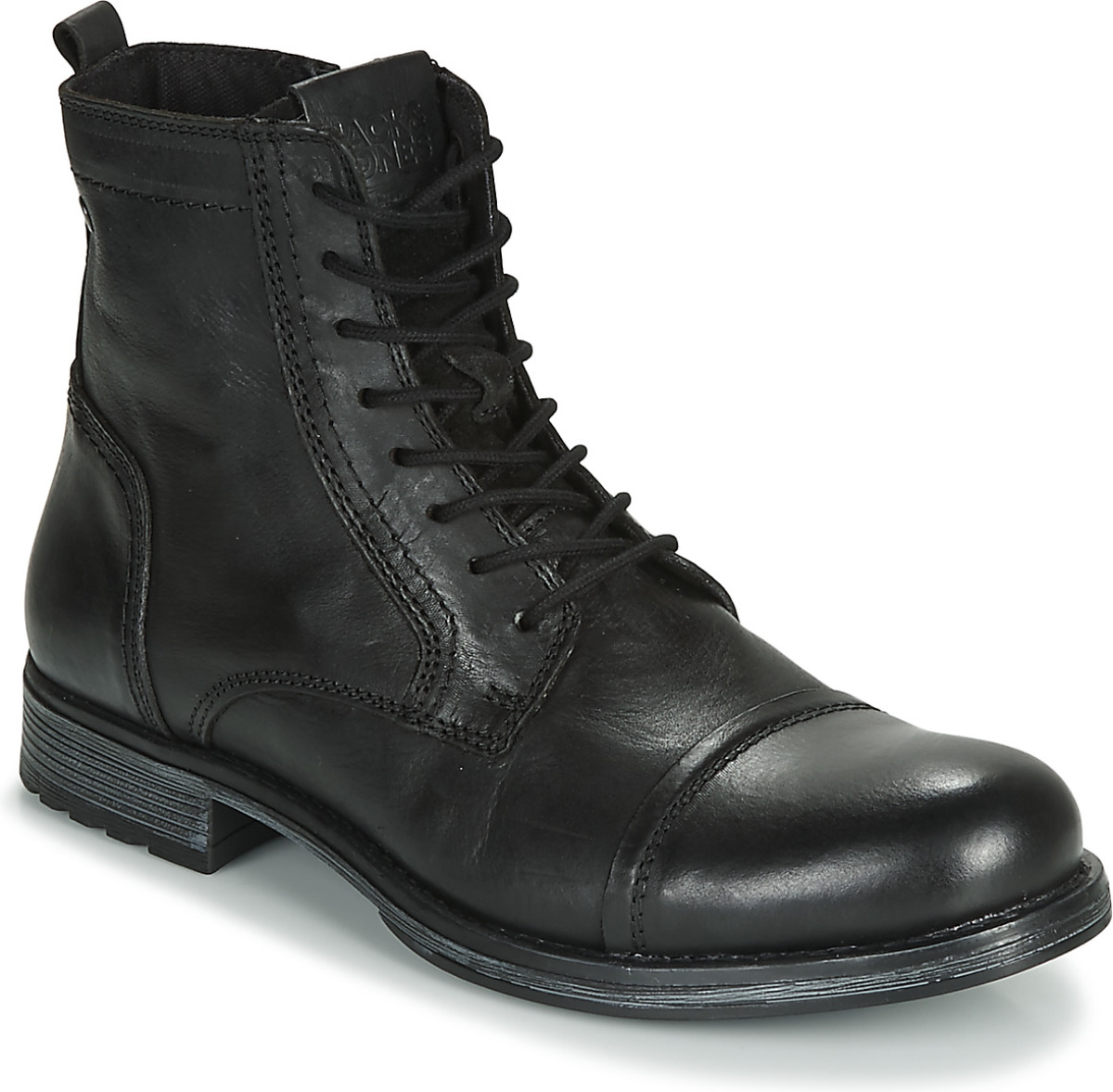 Jack & Jones JFWRUSSEL leren veterboots antraciet
