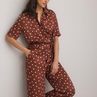La Redoute Collections Jumpsuit met korte mouwen, stippenprint
