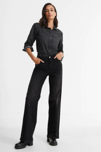 anytime high rise wide leg jeans zwart