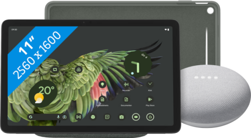 Google Pixel Tablet 256GB Wifi Grijs + Pixel Tablet Back Cover Grijs + Nest Mini Wit