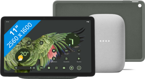 Google Pixel Tablet 128GB Wifi Grijs + Pixel Tablet Back Cover Grijs + Nest Audio Chalk