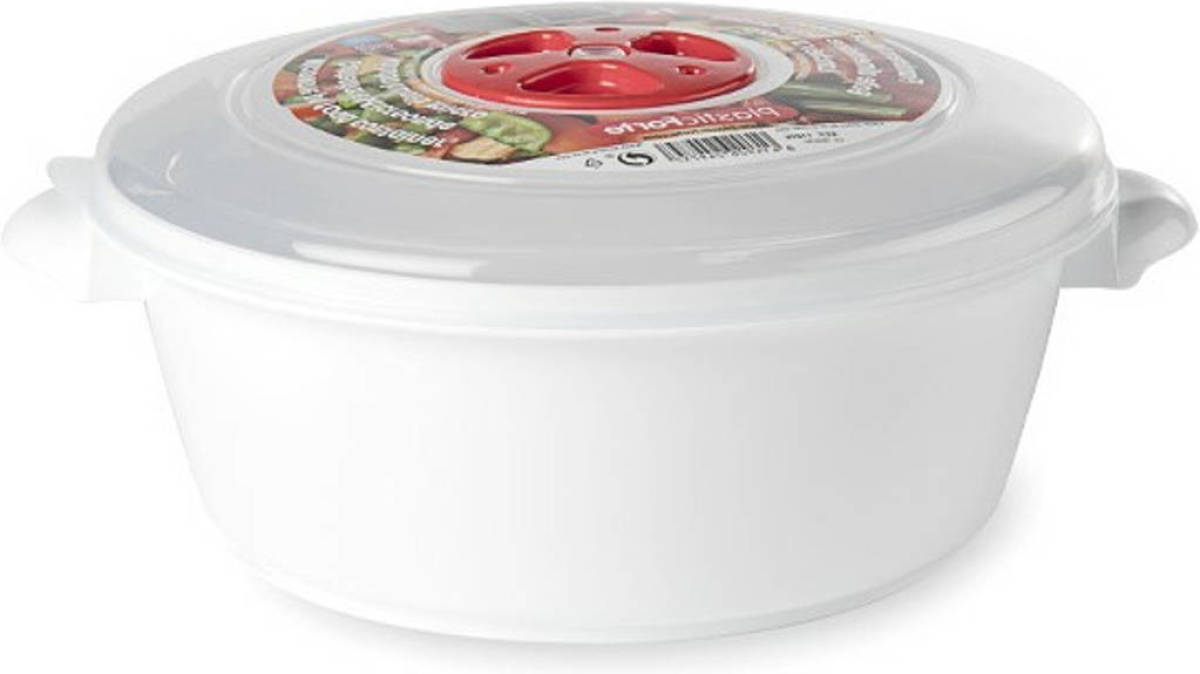 Forte Plastics Magnetronschaal met deksel/ventiel - 1 liter - wit - kunststof - BPA vrij - Magnetronbakken