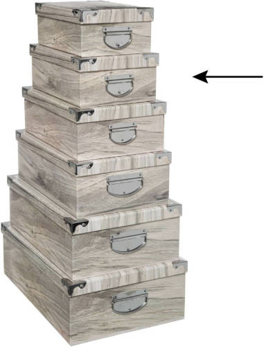 5five Opbergdoos/box - Houtprint licht - L32 x B21.5 x H12 cm - Stevig karton - Treebox - Opbergbox