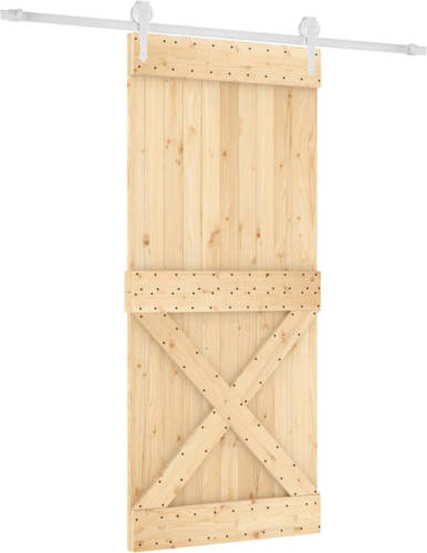 VidaXL Schuifdeur met beslag 90x210 cm massief grenenhout