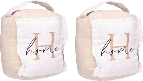 Giftdeco r Deurstopper - 2x - 1 kilo - beige - canvas - Home - 14,5 x 16 x 19 cm - Deurstoppers