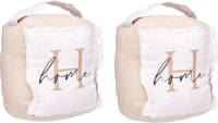 Giftdeco r Deurstopper - 2x - 1 kilo - beige - canvas - Home - 14,5 x 16 x 19 cm - Deurstoppers