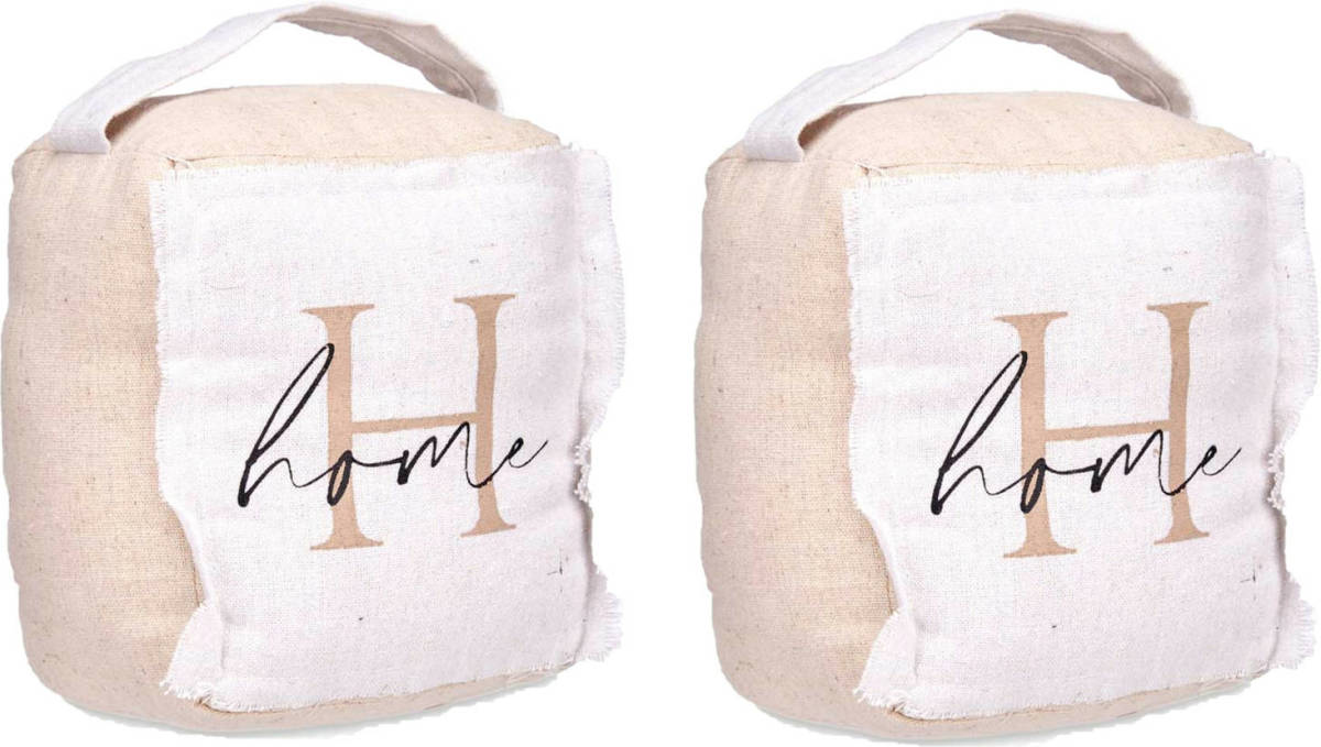 Giftdeco r Deurstopper - 2x - 1 kilo - beige - canvas - Home - 14,5 x 16 x 19 cm - Deurstoppers