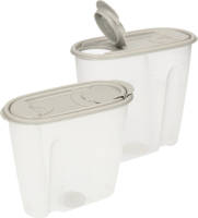 Excellent Houseware Voedselcontainer strooibus - 2x - grijs - 1,5 liter - kunststof - 19,5 x 9,5 x 17 cm - Voorraadpot
