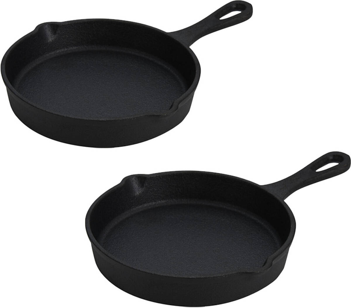 Excellent Houseware Serveerpan met steel - 2 stuks - gietijzer - diameter 14 cm - Braadpannen