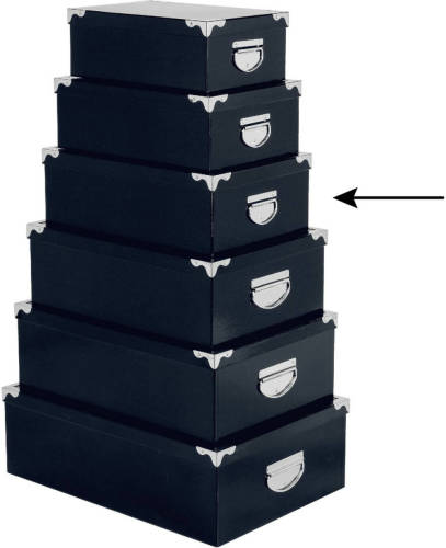 5five Opbergdoos/box - 2x - donkerblauw - L36 x B24.5 x H12.5 cm - Stevig karton - Bluebox - Opbergbox