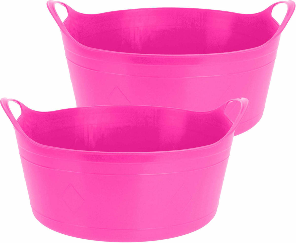 Excellent Houseware Flexibele emmer - 2x - roze - 15 liter - kunststof - 39 x 17 cm - Wasmanden