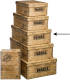 5five Opbergdoos/box - houtkleur - L40 x B26.5 x H14 cm - Stevig karton - Woodybox - Opbergbox