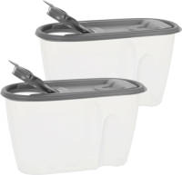 Excellent Houseware Voedselcontainer strooibus - 2x - grijs - 1 liter - kunststof - 20 x 9,5 x 11 cm - Voorraadpot