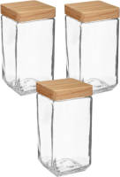 5five 3x stuks voorraadbussen/voorraadpotten 2L glas met houten deksel - Voorraadpot