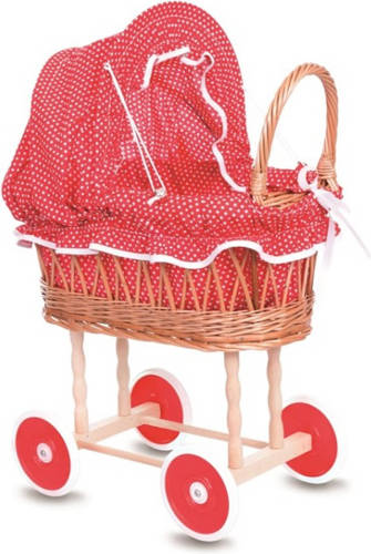 Egmont Toys Poppenwagen riet 44x28x58 cm, rood/wit s