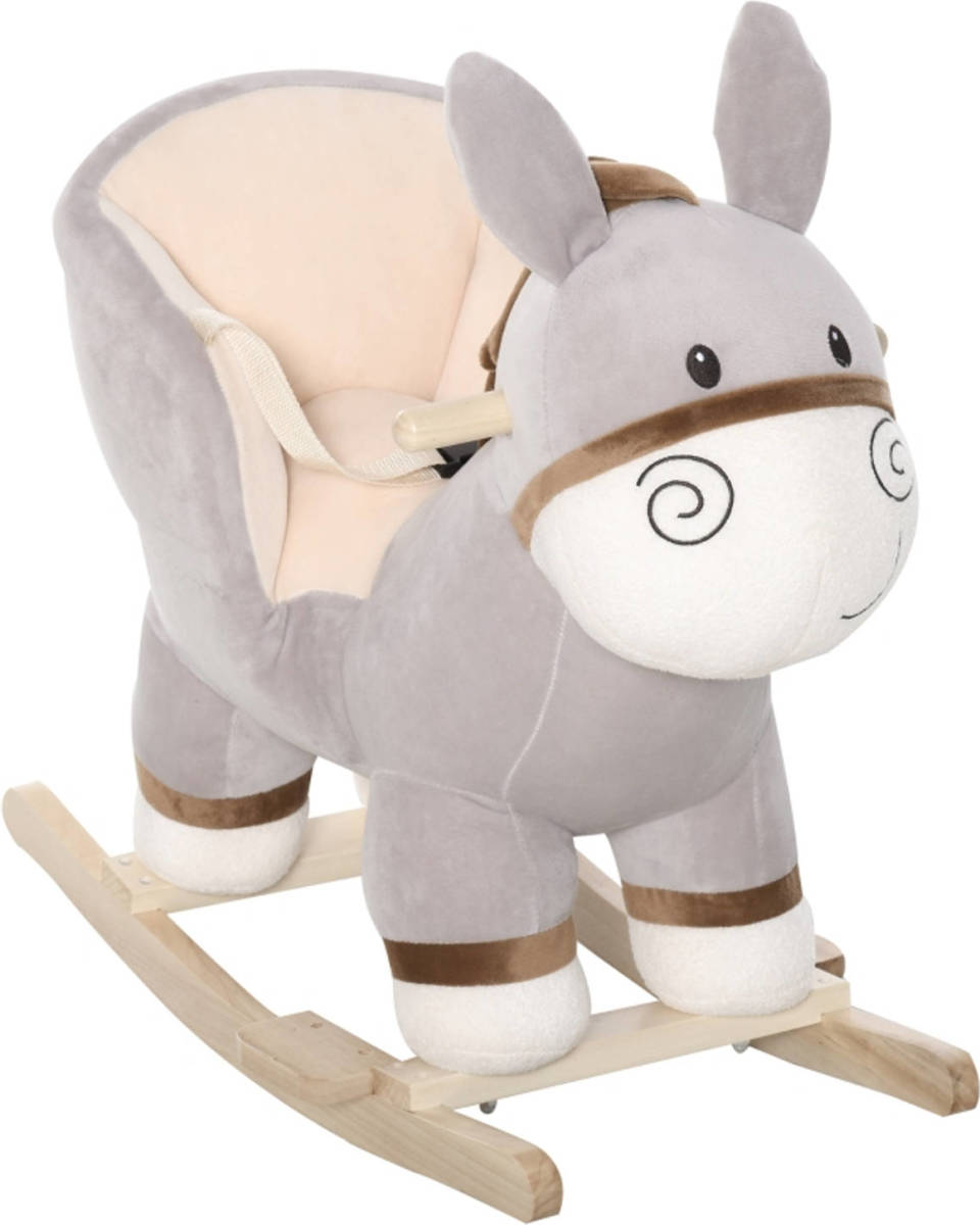 Zenzee Hobbeldier - Hobbelpaard - Schommelpaard - Schommelstoel voor Kinderen - Speelgoed - Grijs - 61 x 34 x 58 cm