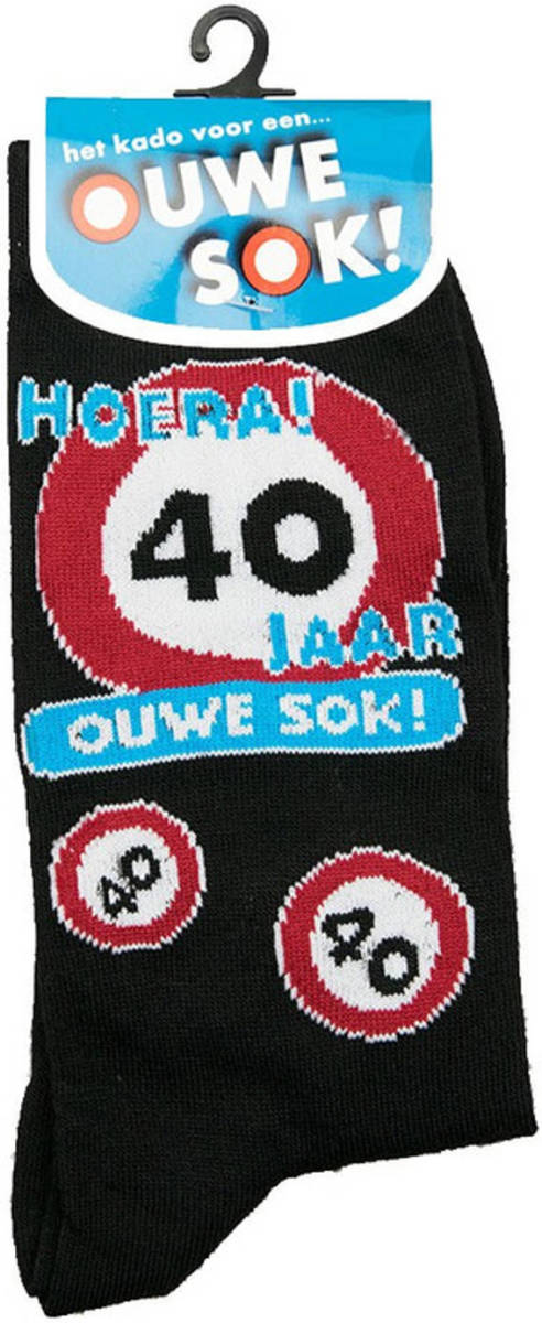 Paperdream Verkeersbordsokken 40 jaar cadeausokken / feestsokken - Fopartikelen