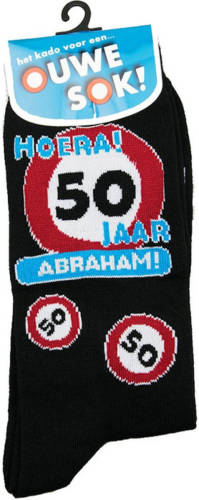 Paperdream Verkeersbordsokken 50 jaar Abraham cadeausokken / feestsokken - Fopartikelen