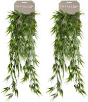 Emerald Set van 2x stuks groene Bamboe kunstplanten hangende takken 75 cm - Kunstplanten