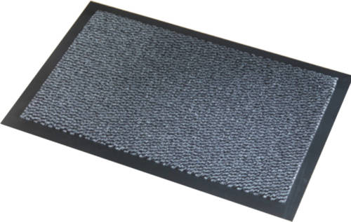 Wicotex Deurmat/schoonloopmat Faro zwart grijs 60 x 80 cm - Deurmatten