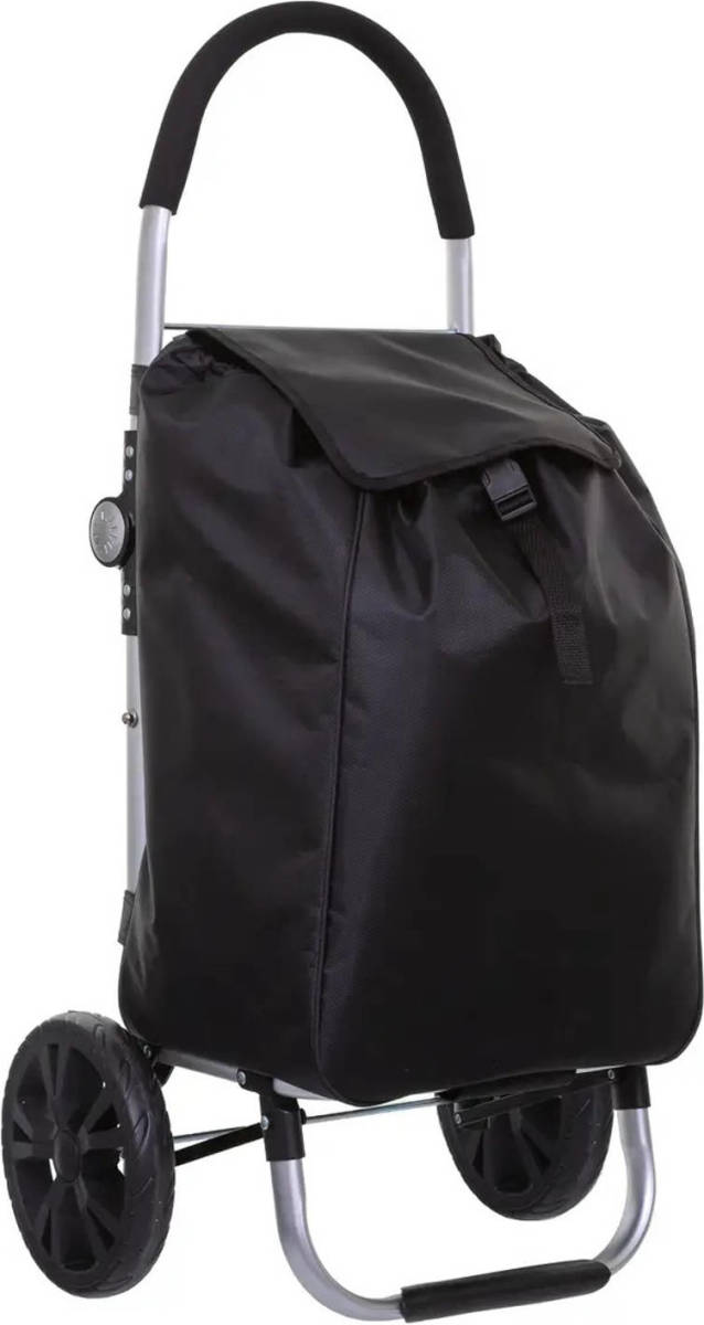 5five Boodschappen trolley tas met wielen - 51 liter - zwart - 44x37x98 cm - Het topmodel trolley - Boodschappentrolleys