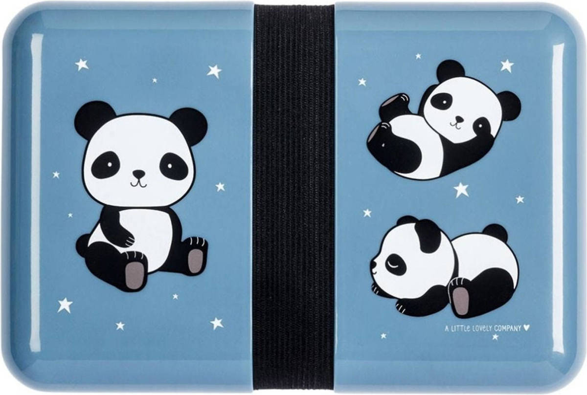 Cookinglife Little Lovely broodtrommel Panda 18 cm polypropyleen zwart/blauw