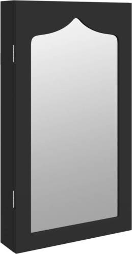 The Living Store opbergkast met spiegel - sieradenkast - 37.5 x 10 x 67 cm - zwart