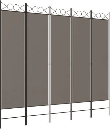 The Living Store Kamerscherm - 5 Panelen - Antraciet - 200 x 200 cm - Duurzaam materiaal