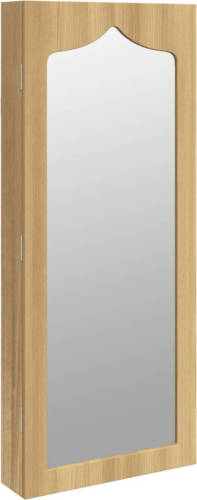 The Living Store Sieradenkast met Spiegel - 37.5 x 10 x 90 cm - Duurzaam Hout - Veilig Afsluitbaar