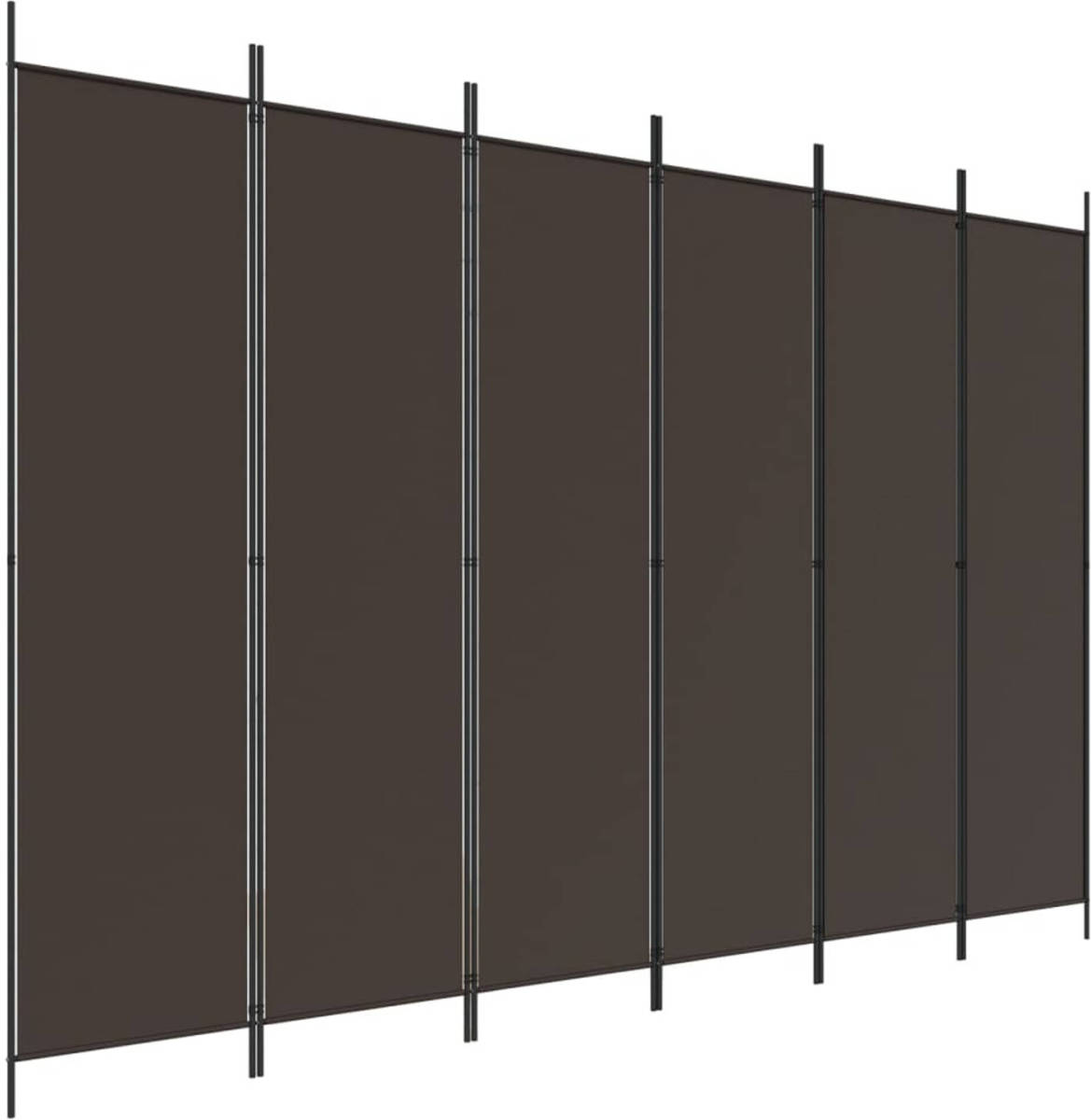 The Living Store Kamerscherm Bruin 6 Panelen - 300x200 cm - Inklapbaar - 100% polyester