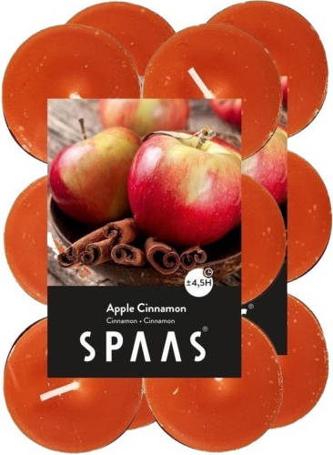 Candles by Spaas 24x Theelichten appel/kaneel geurkaarsen Apple Cinnamon 4,5 branduren - geurkaarsen