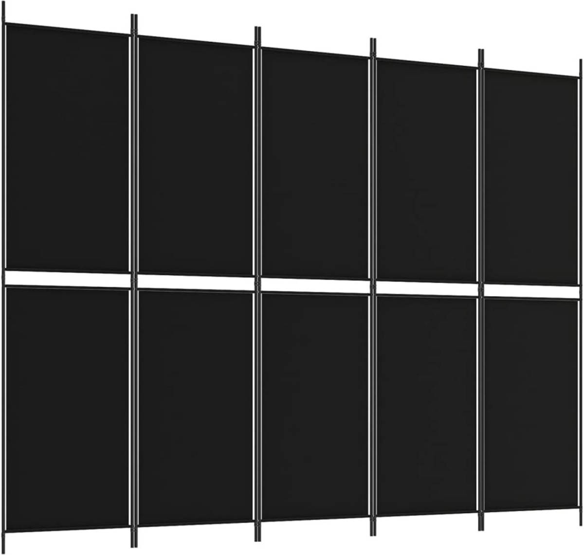 The Living Store Kamerscherm Zwart - 250 x 200 cm - Inklapbaar - Duurzaam materiaal