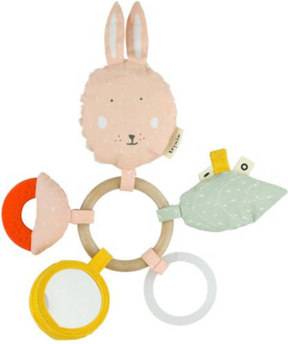 Speelgoed de Betuwe Trixie speelring Mrs. Rabbit 24 cm katoen/polyester/tpe roze