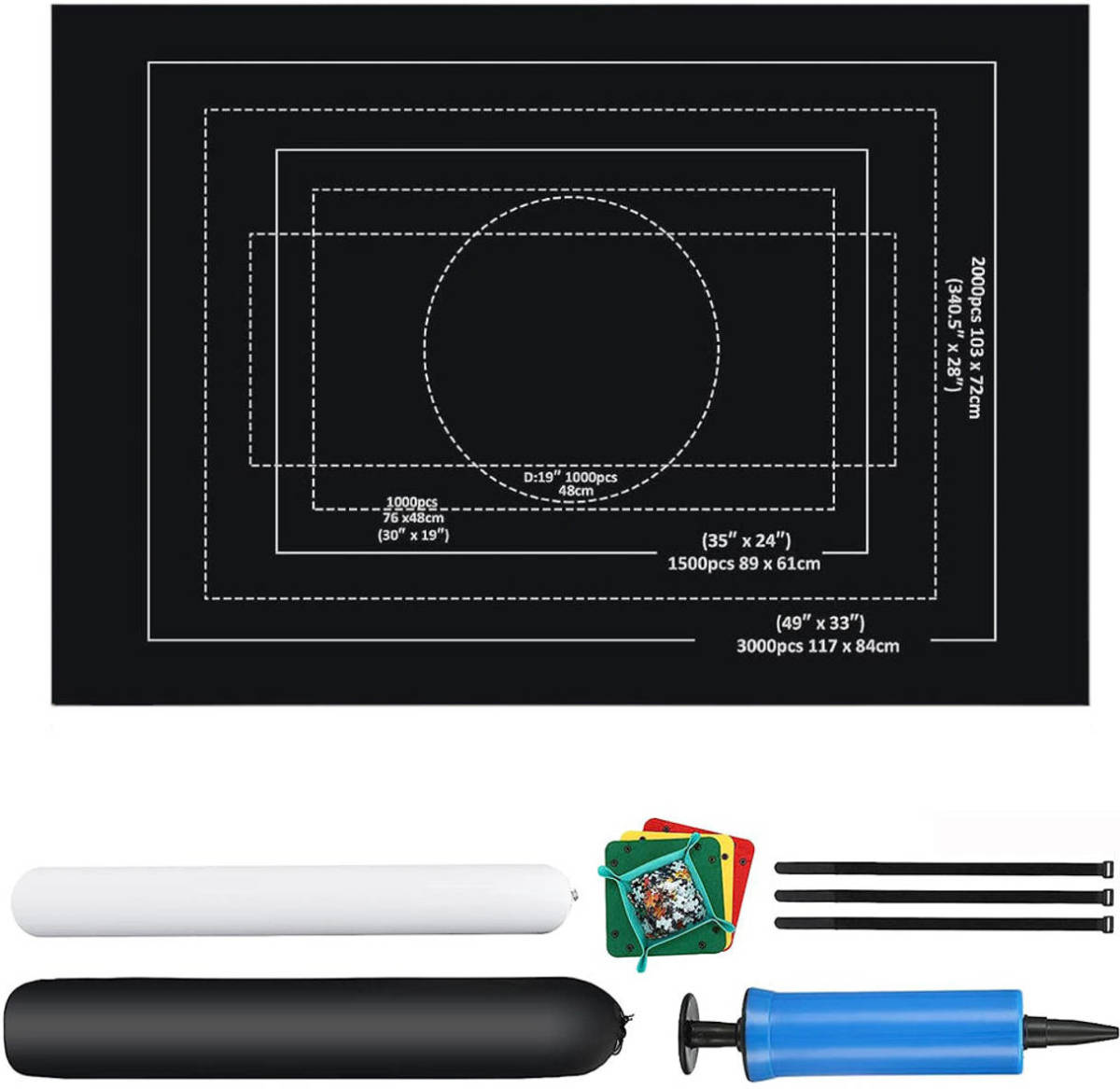 FLOKOO Puzzelmat 150 cm x 100 cm Zwart Oprolbaar