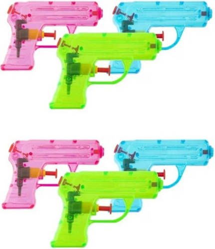 Grafix Waterpistooltje/waterpistool - 12x - klein model - 11 cm - blauw/roze/groen - Waterpistolen