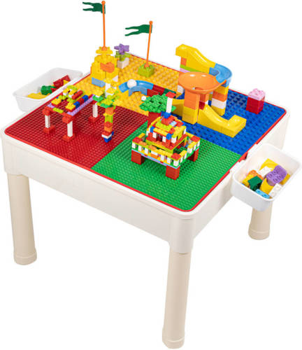 Decopatent ® - 4in1 Kindertafel met Lego® en Duplo® bouwplaat