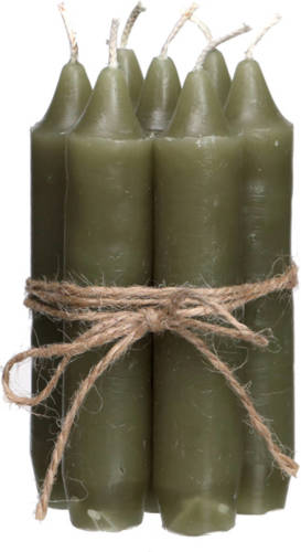 Hortus - Diner kaarsen set 7 stuks H. 11 cm mos groen